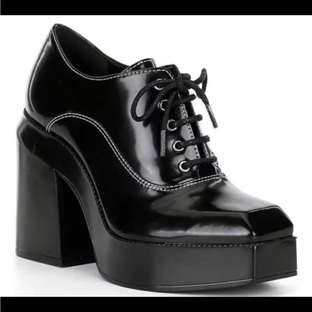 NEW Gianni Bini GB “City-Girl” Black Oxford Platform Patent Leather Shoes NWT - Picture 1 of 8